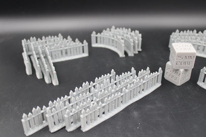 Tabletop Terrain Fantasy Farm Fence 20 Piece Set Dnd RPG wargame skirmish 28mm