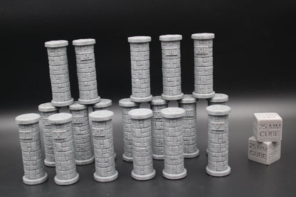 Tabletop Terrain Dungeon Round Column Pillars Objective Markers DnD Rpg Skirmish 28mm