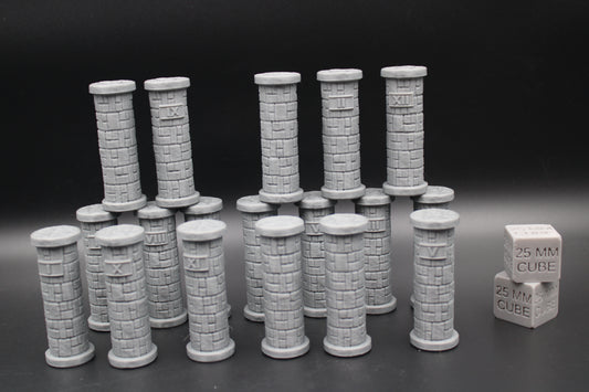 Tabletop Terrain Dungeon Round Column Pillars Objective Markers DnD Rpg Skirmish 28mm