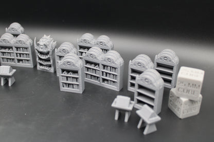 Tabletop Terrain Bookcase Set Arcane University Library Mimic Dnd Rpg Wargame Skirmish 28-32mm