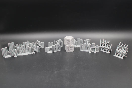 Tabletop Terrain Fantasy Barricade Rubble Wall Scatter Set Ruin Dnd RPG wargame skirmish 28-32mm