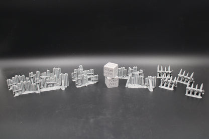 Tabletop Terrain Fantasy Barricade Rubble Wall Scatter Set Ruin Dnd RPG wargame skirmish 28-32mm