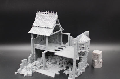 Tabletop Terrain Fantasy Multi Level House Spiked Roof Ruin Dnd RPG wargame skirmish 28mm