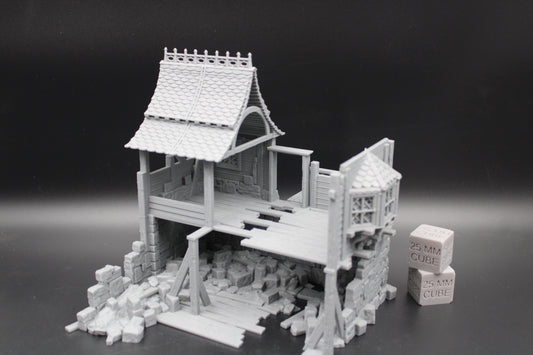 Tabletop Terrain Fantasy Multi Level House Spiked Roof Ruin Dnd RPG wargame skirmish 28mm