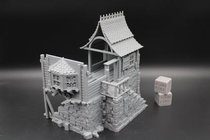 Tabletop Terrain Fantasy Multi Level House Spiked Roof Ruin Dnd RPG wargame skirmish 28mm