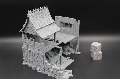 Tabletop Terrain Fantasy Multi Level House Spiked Roof Ruin Dnd RPG wargame skirmish 28mm