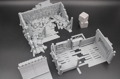 Tabletop Terrain Fantasy Multi Level House Spiked Roof Ruin Dnd RPG wargame skirmish 28mm