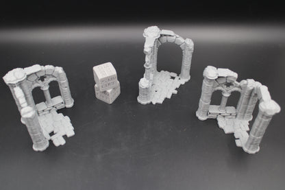 Tabletop Terrain Fantasy Corner Wall Scatter Set Ruin Dnd RPG wargame skirmish 28-32mm