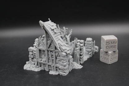 Tabletop Terrain Fantasy Small Shack Ruin With Tree Dnd RPG wargame skirmish 28-32mm