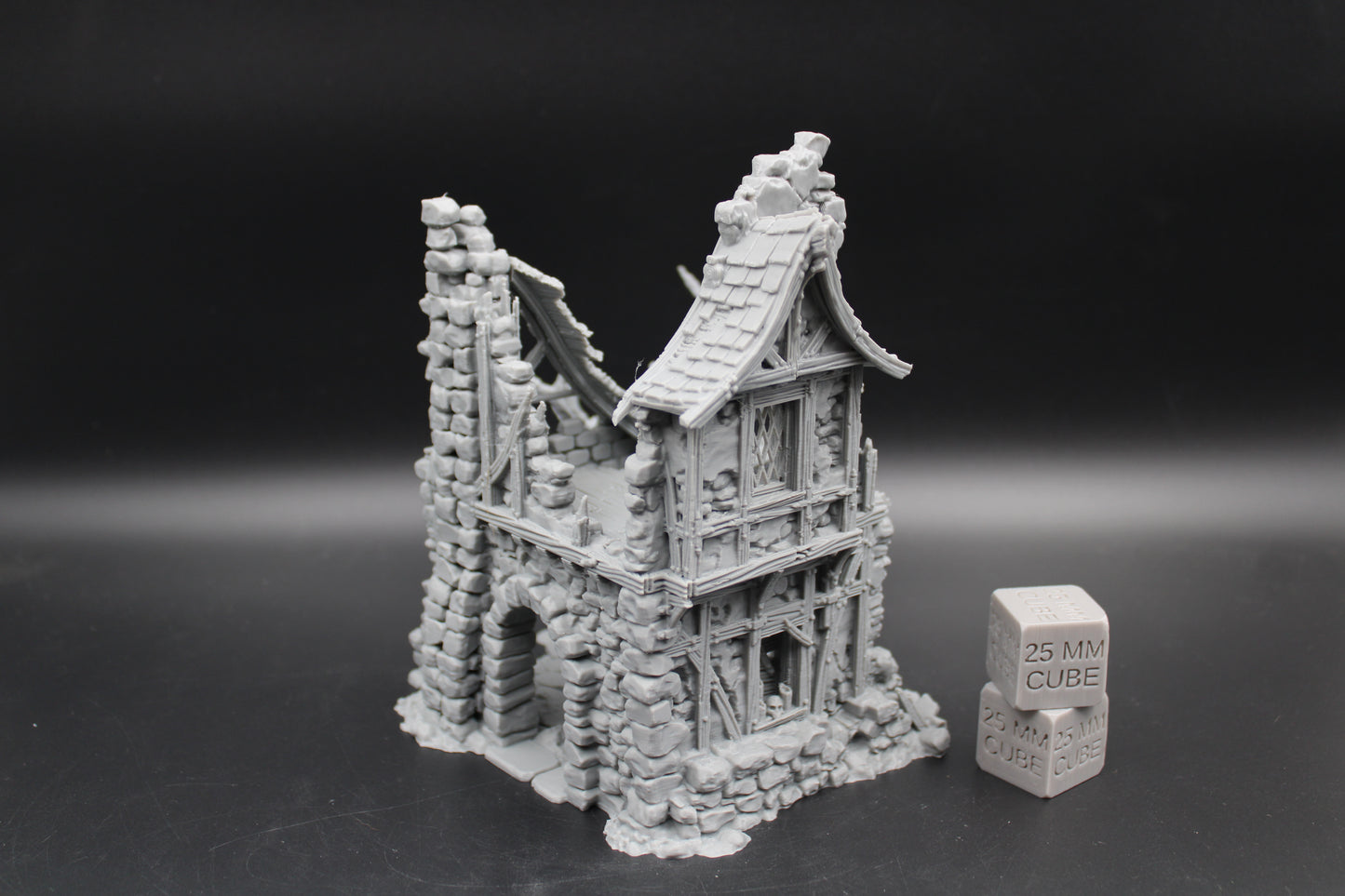 Tabletop Terrain Fantasy Coven House Ruin 2 Story With Tree Dnd RPG wargame skirmish 28-32mm