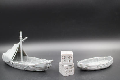 Tabletop Terrain Fantasy Boat Sailboat Ship Set of 2 Dnd RPG Wargame Skirmish