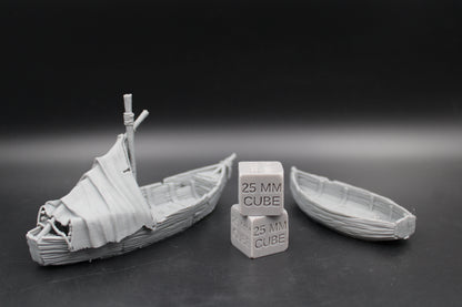 Tabletop Terrain Fantasy Boat Sailboat Ship Set of 2 Dnd RPG Wargame Skirmish