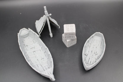 Tabletop Terrain Fantasy Boat Sailboat Ship Set of 2 Dnd RPG Wargame Skirmish