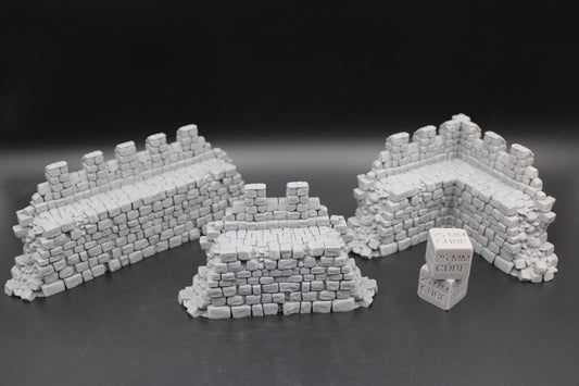Tabletop Terrain Fantasy Castle Wall Ruin Sections Set of 3 Dnd RPG Wargame Skirmish