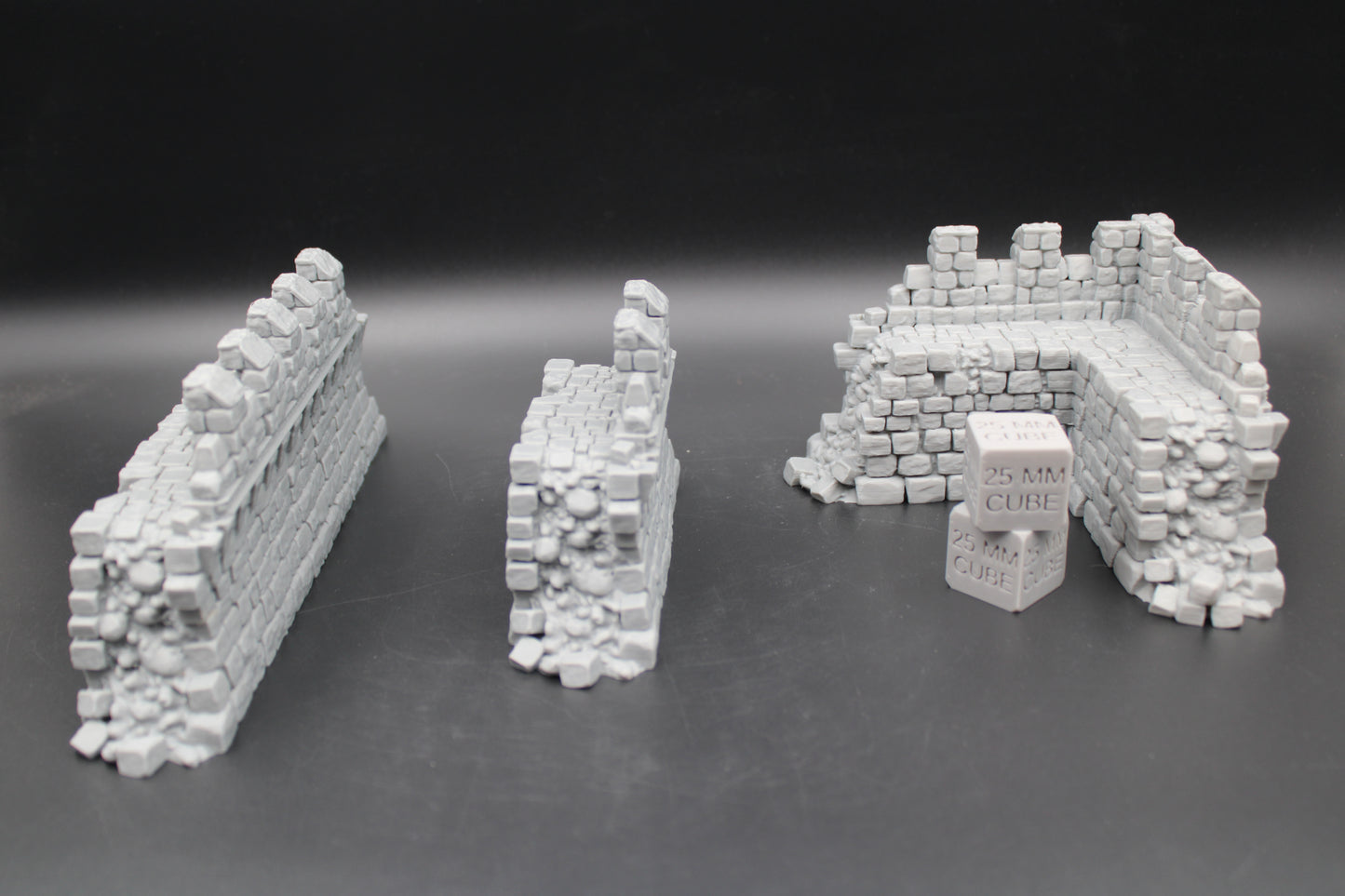 Tabletop Terrain Fantasy Castle Wall Ruin Sections Set of 3 Dnd RPG Wargame Skirmish