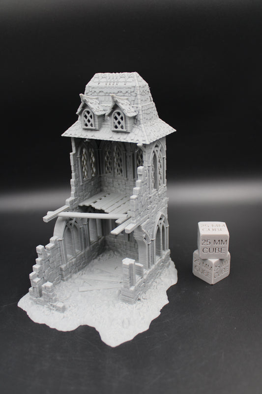 Tabletop Terrain House Ruin 5-1/2x4-1/2x7-1/2 Wargame Skirmish 28mm