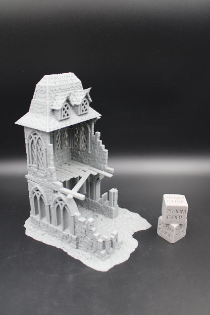 Tabletop Terrain House Ruin 5-1/2x4-1/2x7-1/2 Wargame Skirmish 28mm