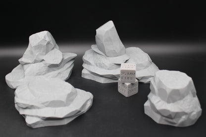 Tabletop Terrain Rock Pile Scatter Large 4 Piece Wargame Skirmish 28mm