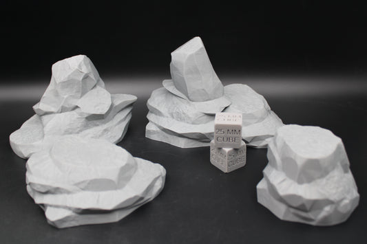 Tabletop Terrain Rock Pile Scatter Large 4 Piece Wargame Skirmish 28mm