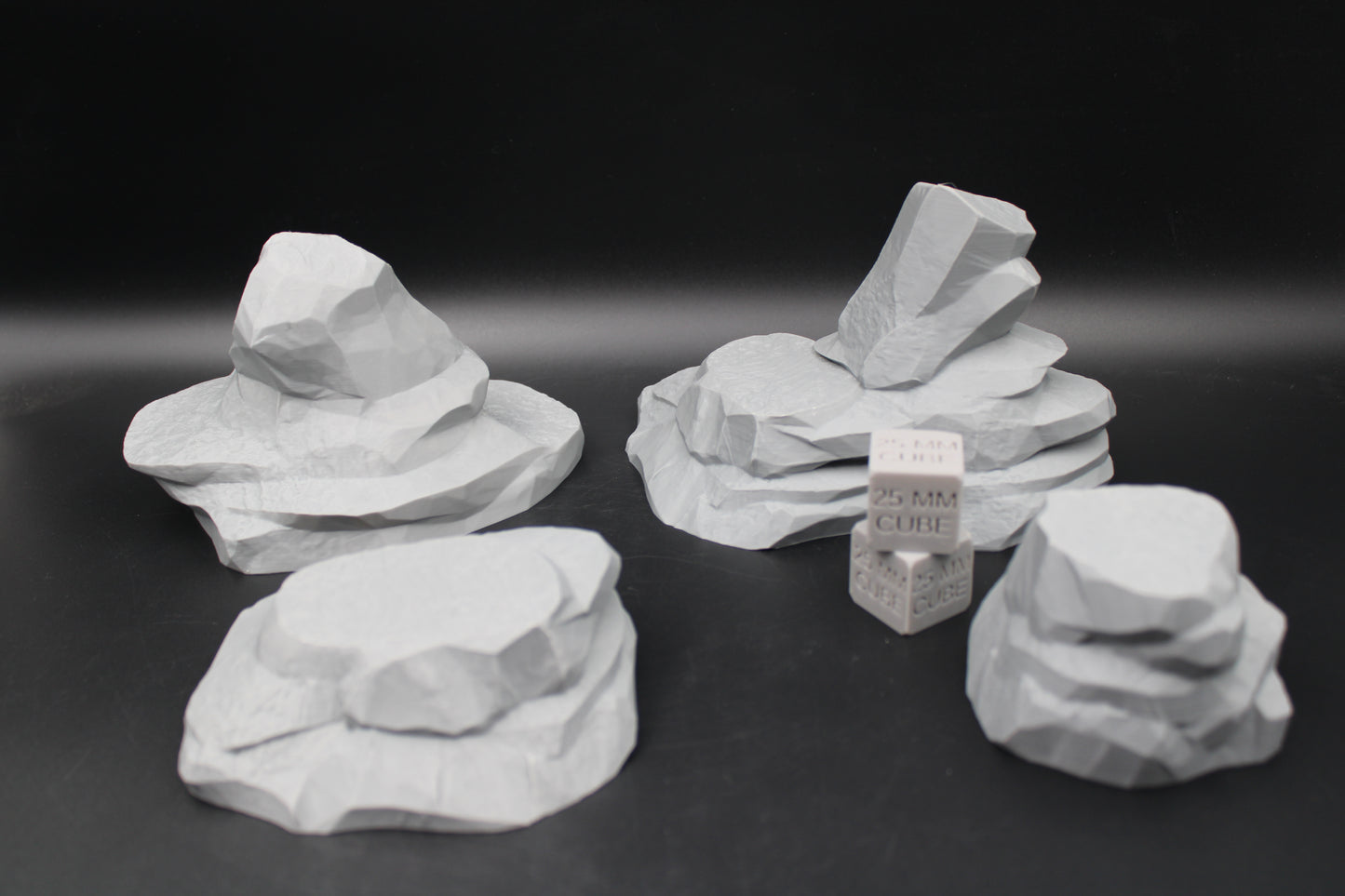 Tabletop Terrain Rock Pile Scatter Large 4 Piece Wargame Skirmish 28mm