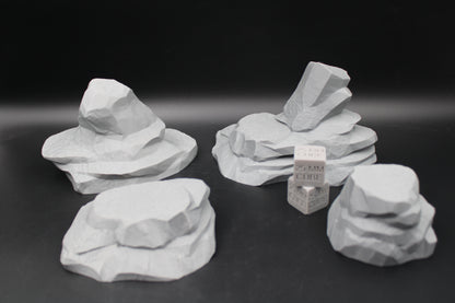 Tabletop Terrain Rock Pile Scatter Large 4 Piece Wargame Skirmish 28mm