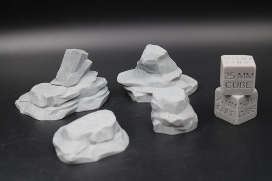 Tabletop Terrain Rock Pile Scatter Small 4 Piece Wargame Skirmish 28mm