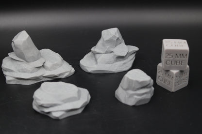 Tabletop Terrain Rock Pile Scatter Small 4 Piece Wargame Skirmish 28mm