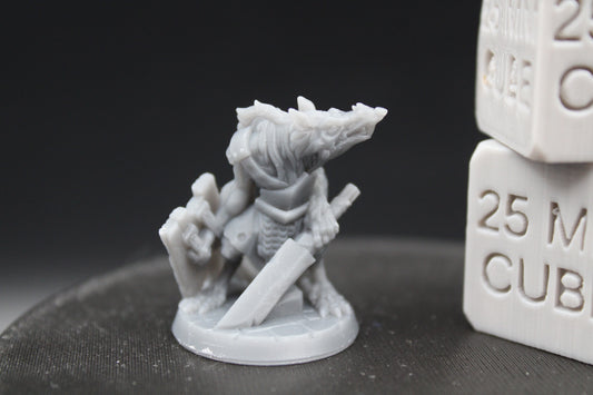 Giant Rat Ratfolk Fighter Sword Shield 32mm Miniature Dnd Skirmish