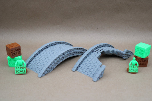 Tabletop Terrain Bridge Set Ruin And Intact 28mm skirmish rpg wargame