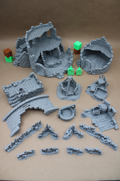 Tabletop Terrain 17 Plus Piece Ruin Scatter Table Set 28mm skirmish rpg wargame