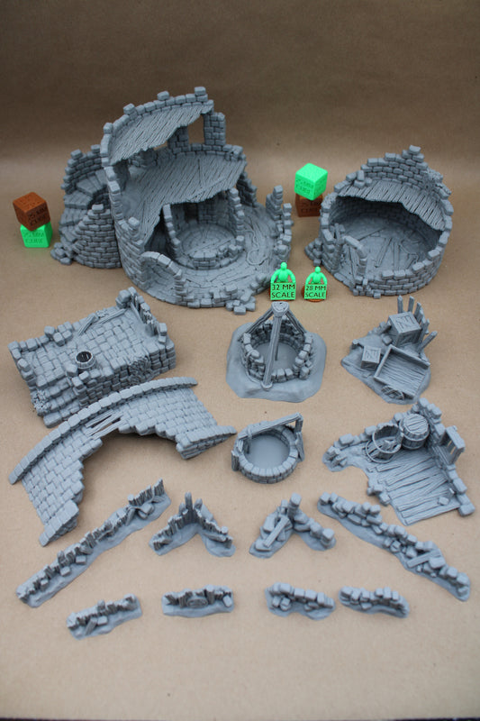Tabletop Terrain 17 Plus Piece Ruin Scatter Table Set 28mm skirmish rpg wargame