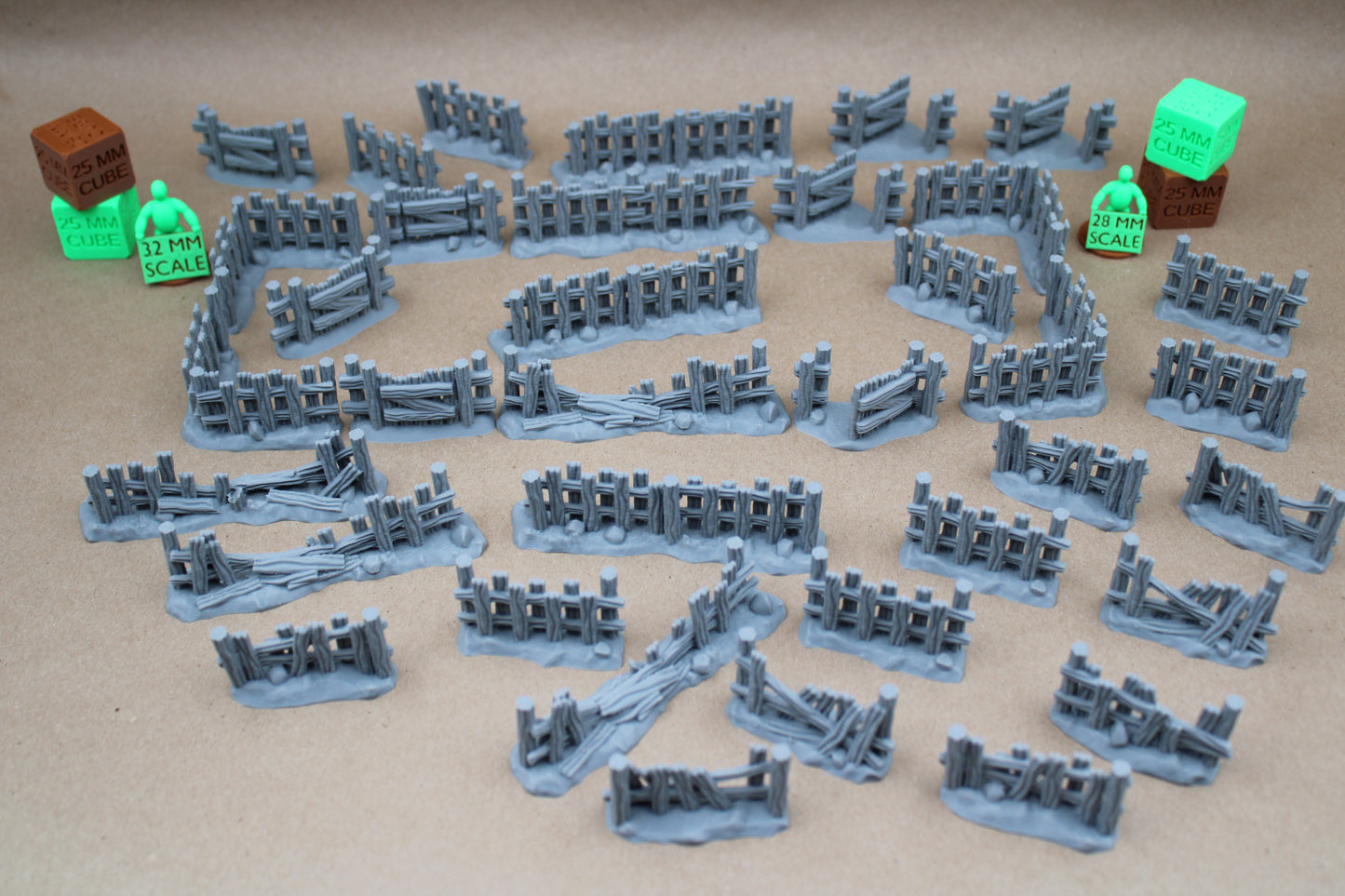 Tabletop Terrain Wood Fence Farm Ruin 36 Piece Set 28mm skirmish rpg wargame