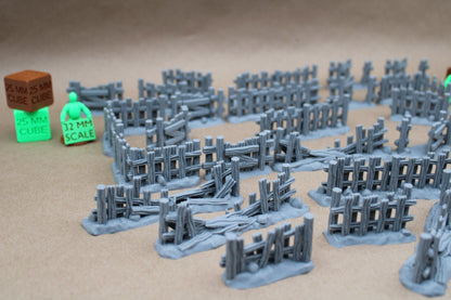 Tabletop Terrain Wood Fence Farm Ruin 36 Piece Set 28mm skirmish rpg wargame
