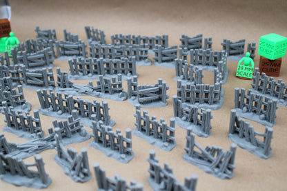 Tabletop Terrain Wood Fence Farm Ruin 36 Piece Set 28mm skirmish rpg wargame