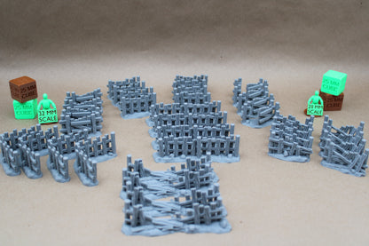 Tabletop Terrain Wood Fence Farm Ruin 36 Piece Set 28mm skirmish rpg wargame