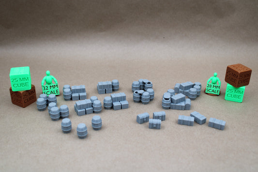 Tabletop Terrain Barrel Crate Chest Scatter Loot Marker Dnd RPG Wargame Skirmish 28mm