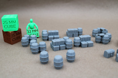 Tabletop Terrain Barrel Crate Chest Scatter Loot Marker Dnd RPG Wargame Skirmish 28mm