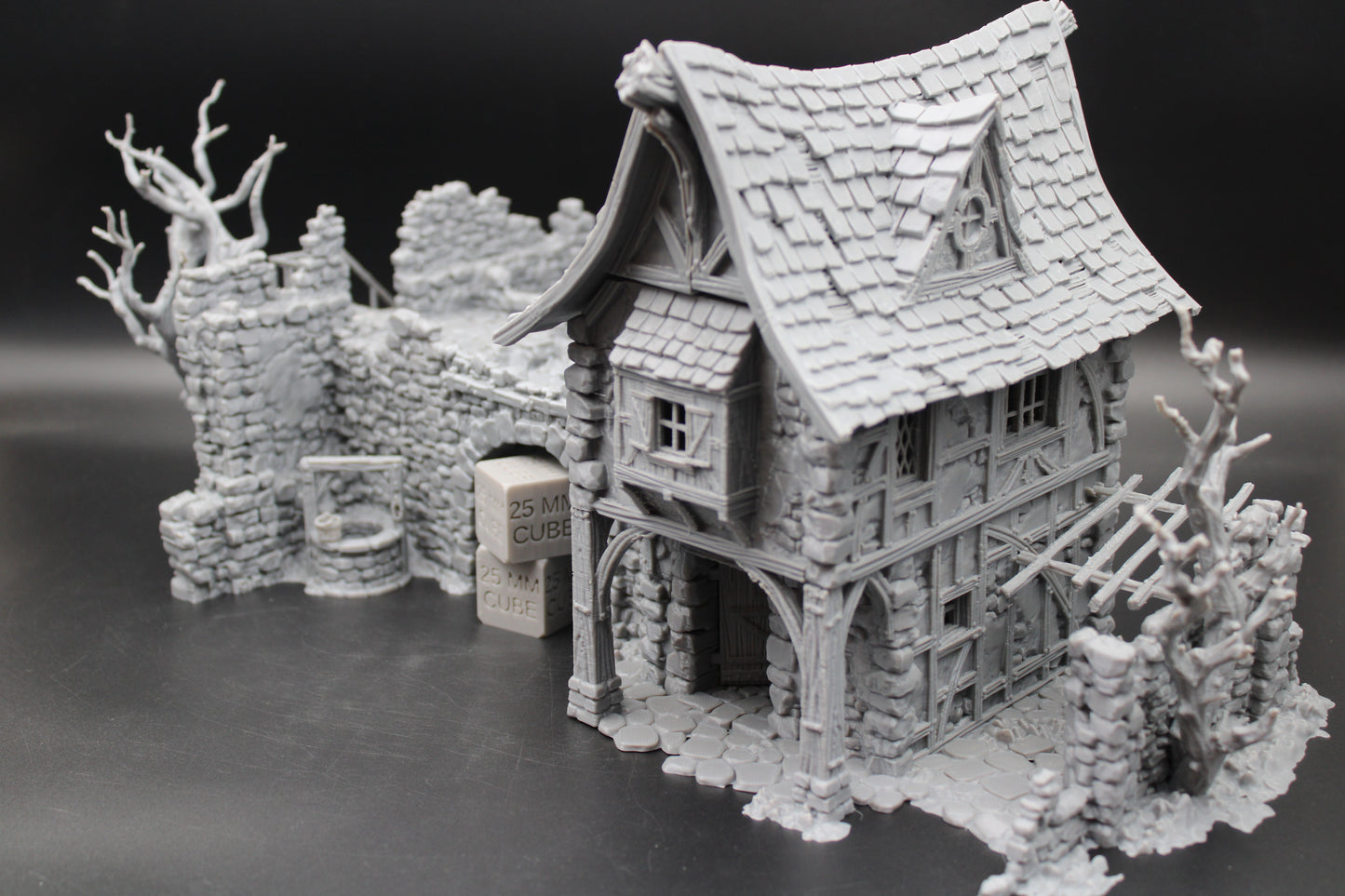 Tabletop Terrain Fantasy Estate Bridge House Ruin With Tree Dnd RPG wargame skirmish 28-32mm