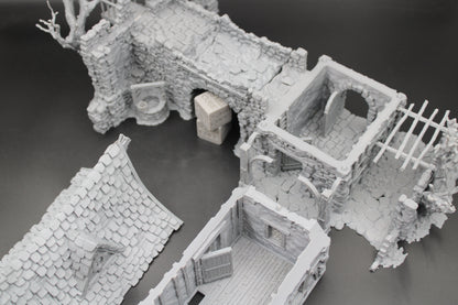 Tabletop Terrain Fantasy Estate Bridge House Ruin With Tree Dnd RPG wargame skirmish 28-32mm