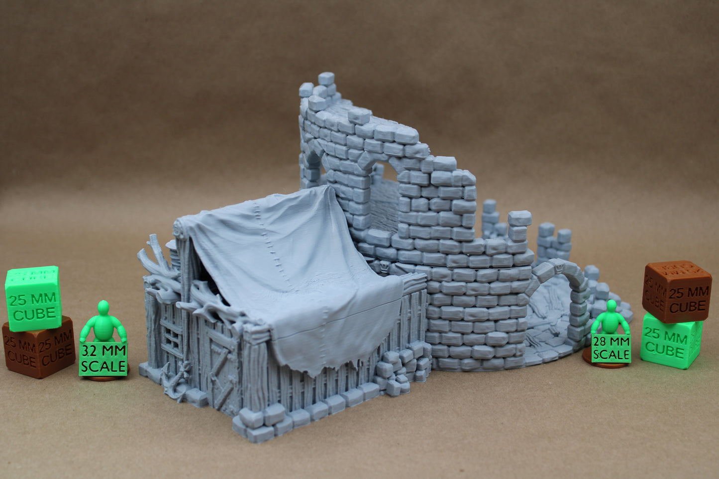 Tabletop Terrain Large Double Tower Side Shelter 3 Story Brackish Seaside Ruin 28mm skirmish rpg wargame