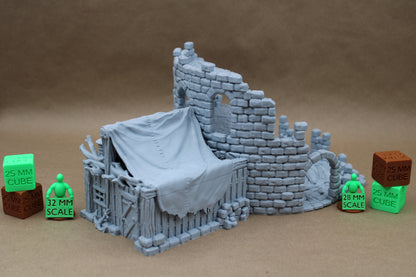 Tabletop Terrain Large Double Tower Side Shelter 3 Story Brackish Seaside Ruin 28mm skirmish rpg wargame