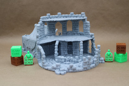 Tabletop Terrain Large Double Tower Side Shelter 3 Story Brackish Seaside Ruin 28mm skirmish rpg wargame