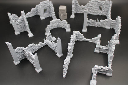 Tabletop Terrain Scatter Ruin Walls Set B Dnd RPG wargame skirmish 28-32mm