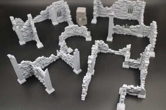 Tabletop Terrain Scatter Ruin Walls Set B Dnd RPG wargame skirmish 28-32mm