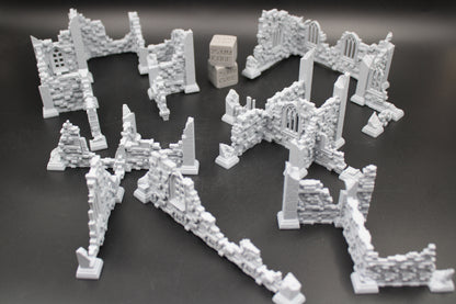 Tabletop Terrain Scatter Ruin Walls Set C Dnd RPG wargame skirmish 28-32mm
