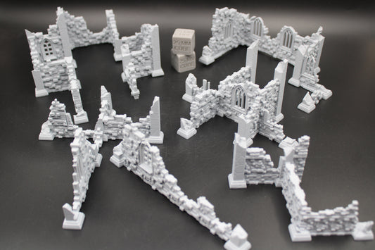 Tabletop Terrain Scatter Ruin Walls Set C Dnd RPG wargame skirmish 28-32mm