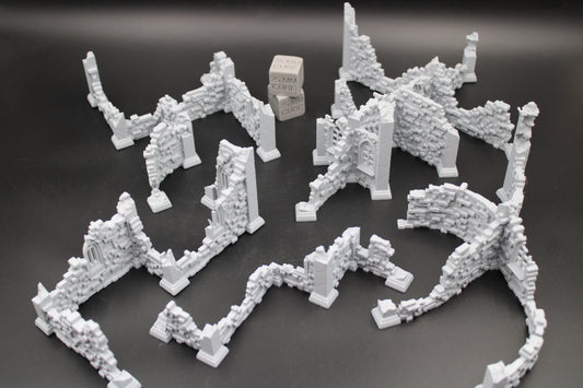 Tabletop Terrain Scatter Ruin Walls Set D Dnd RPG wargame skirmish 28-32mm