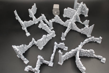 Tabletop Terrain Scatter Ruin Walls Set D Dnd RPG wargame skirmish 28-32mm