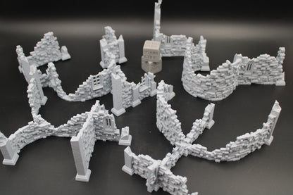Tabletop Terrain Scatter Ruin Walls Set F Dnd RPG wargame skirmish 28-32mm