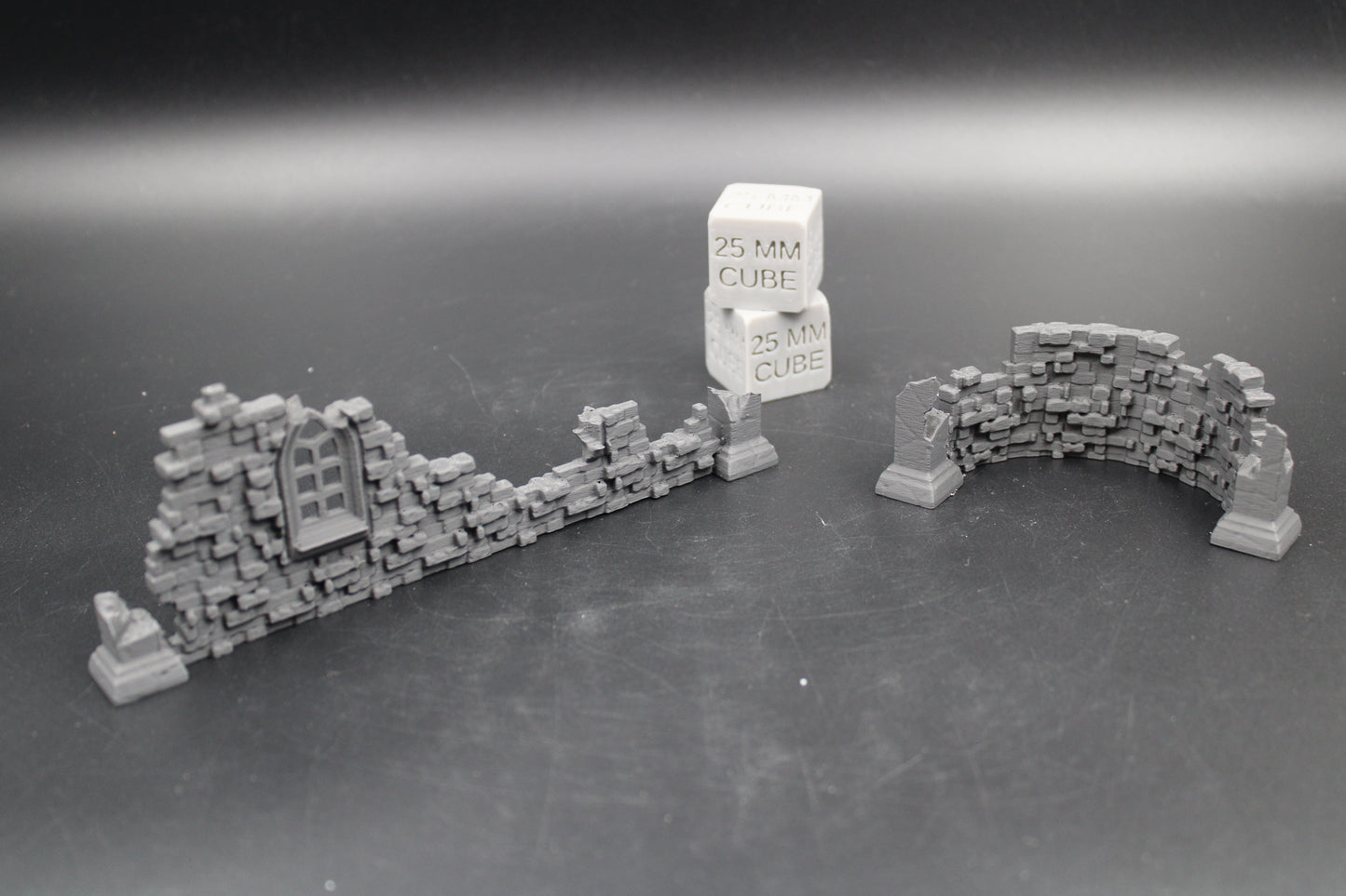 Tabletop Terrain Scatter Ruin Walls Straight Curve Pair Dnd RPG wargame skirmish 28-32mm